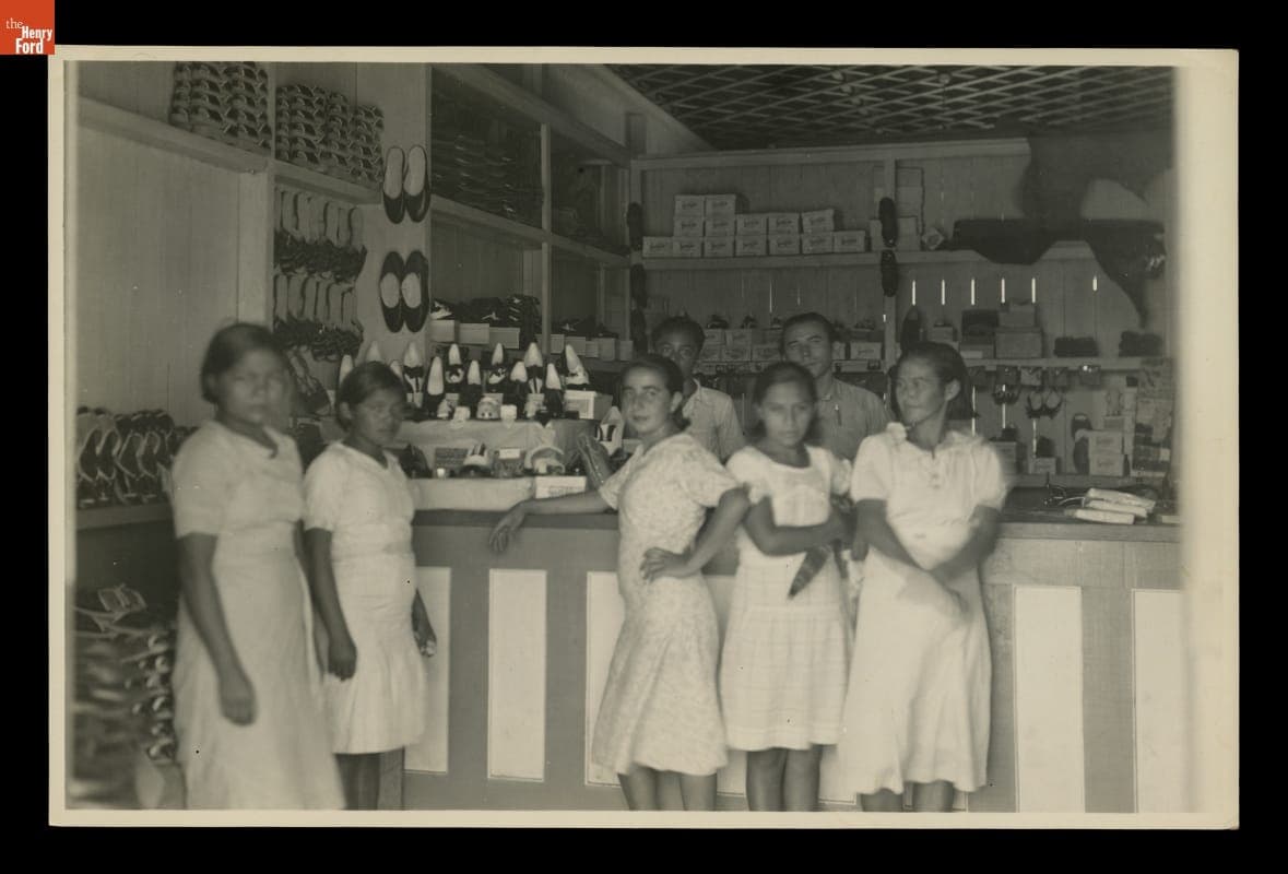 Women and Men in a Made-to-Order Shoe Store in Belterra, Brazil, 1938