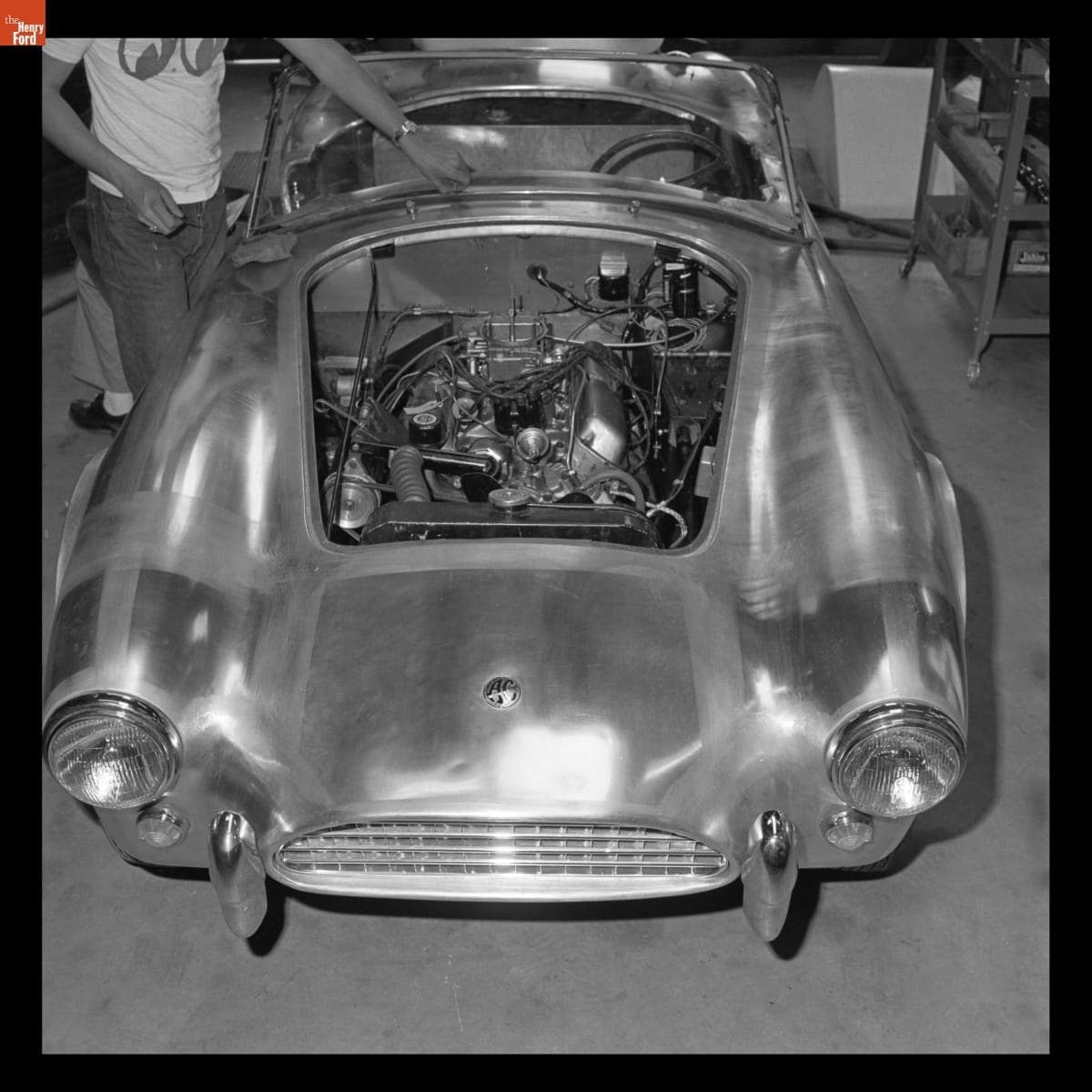 Assembling the First Shelby Cobra at Dean Moon's Hot Rod Shop in Santa Fe Springs, California, February 1962