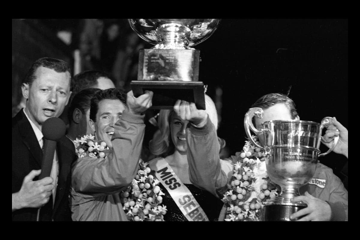 Bruce McLaren and Mario Andretti after Winning the Sebring 12 Hours of Endurance Race, April 1967