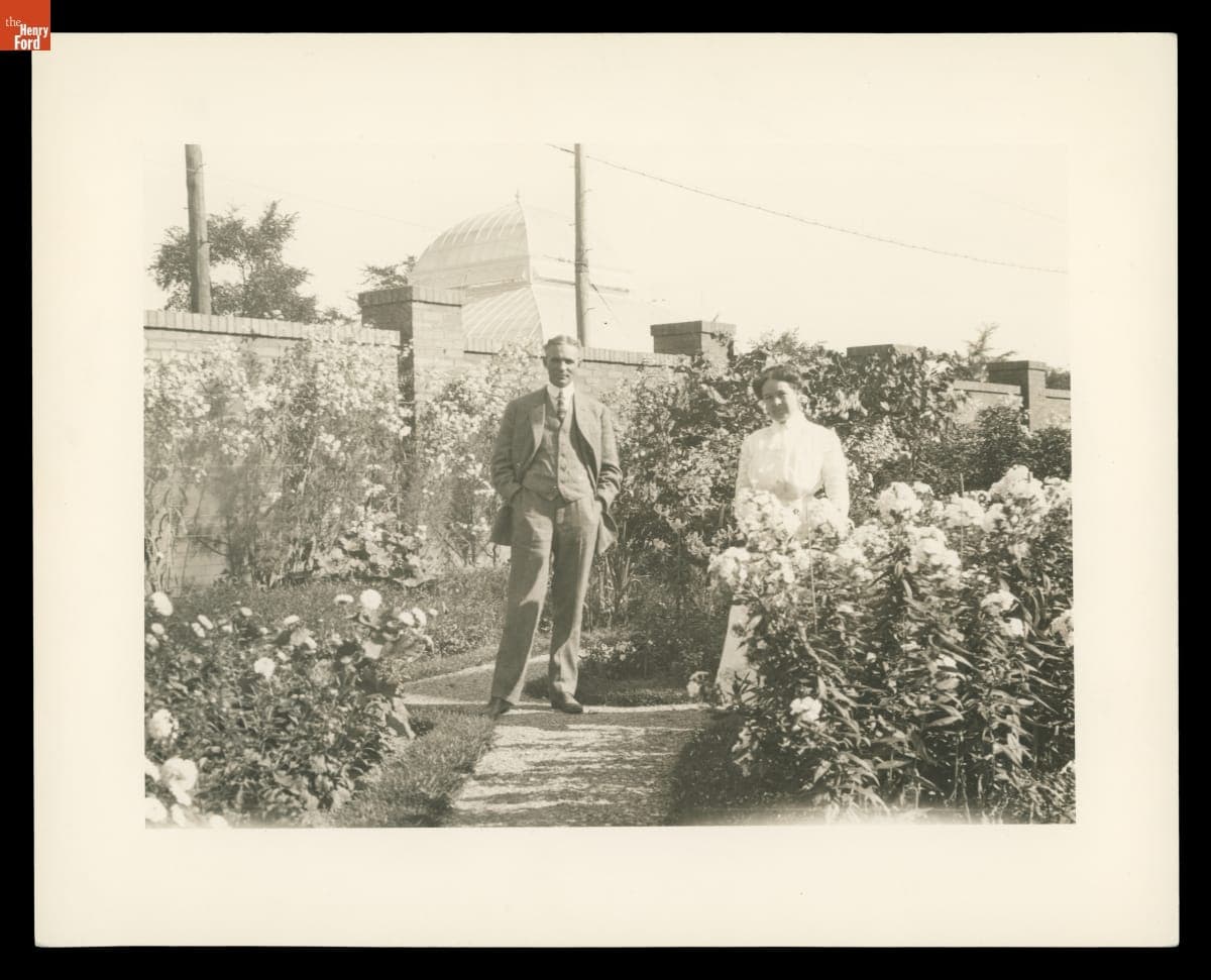 Henry and Clara Ford in the Garden of Their Edison Avenue Home, Detroit, Michigan, circa 1910