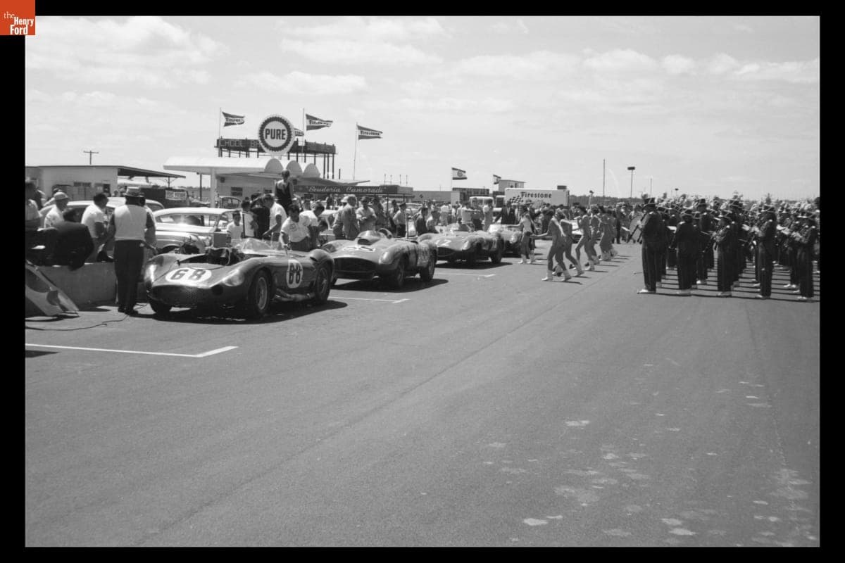 Maserati 450S and Ferrari Race Cars at 1000 km Sports Car Race, Daytona International Speedway, April 1959