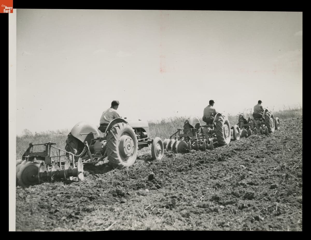 Students Driving Tractors at Ford High School, Macon Township, Michigan, April 1945