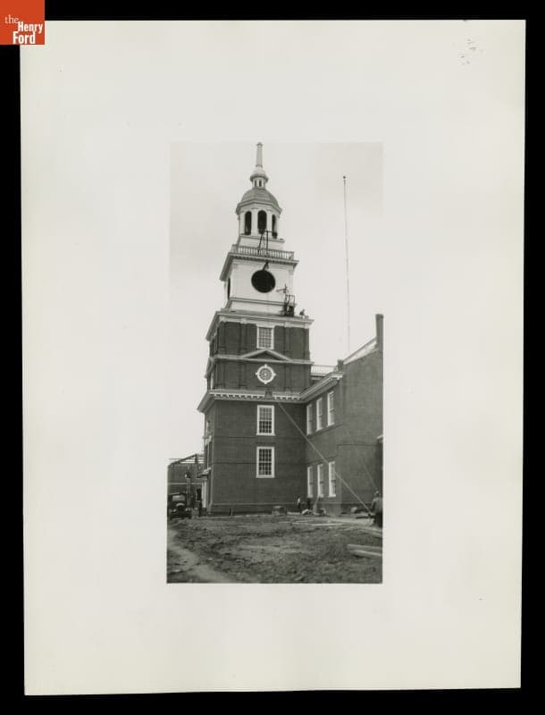 Installing Replica of Liberty Bell in Henry Ford Museum Clocktower, October 1929