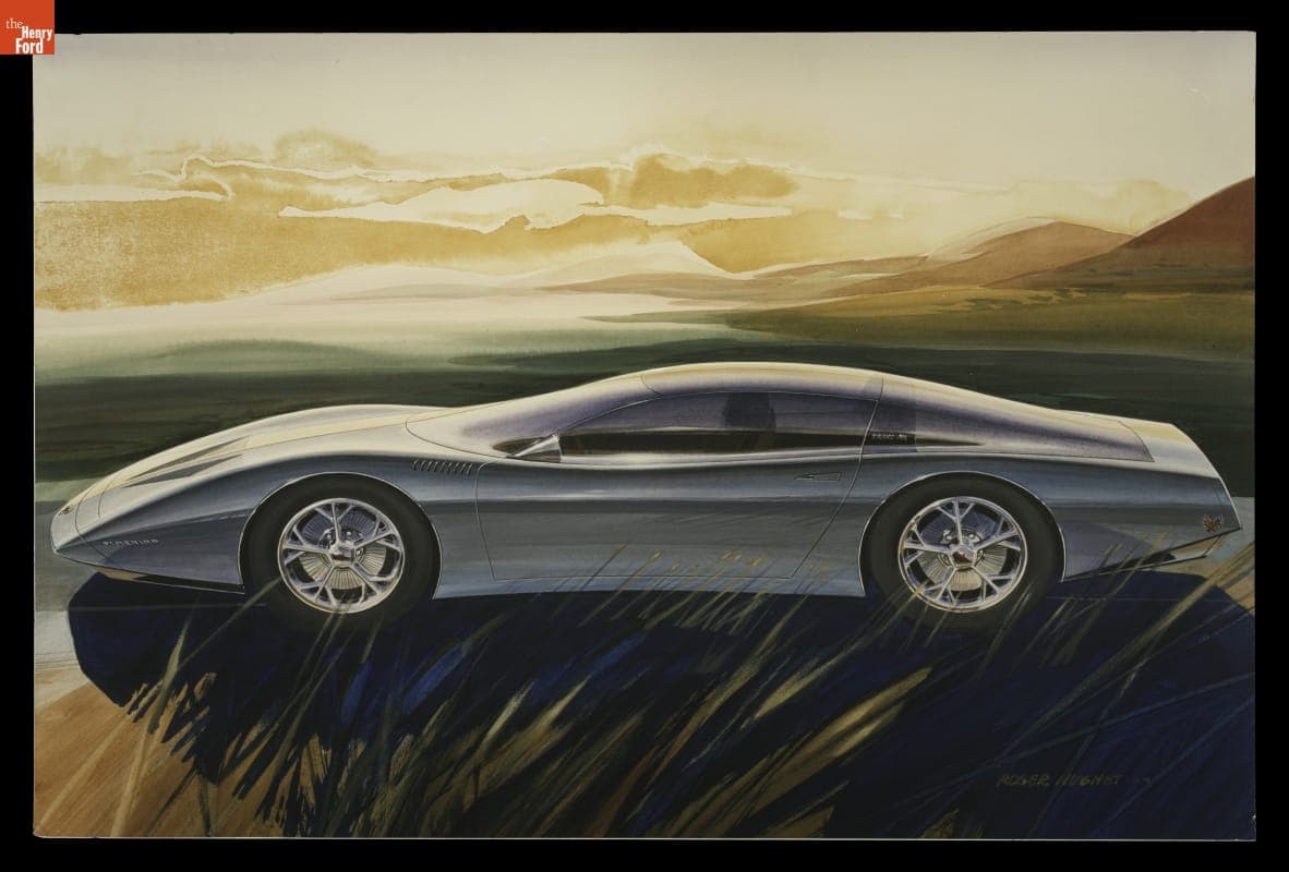 Rendering of Proposed 1982 Pontiac Firebird Design by Roger Hughet, October 1976