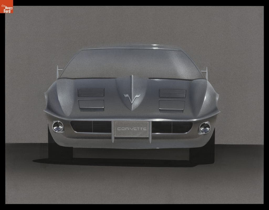 Rendering of William L. Mitchell's Modified Chevrolet Corvette by Clark Lincoln, 1977-1980