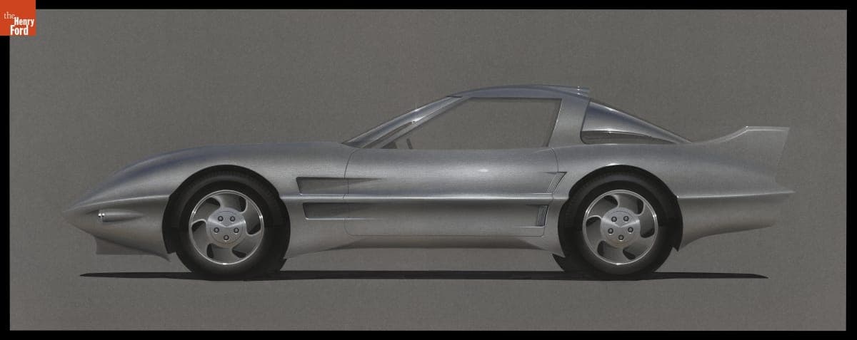 Rendering of William L. Mitchell's Modified Chevrolet Corvette by Clark Lincoln, 1977-1980