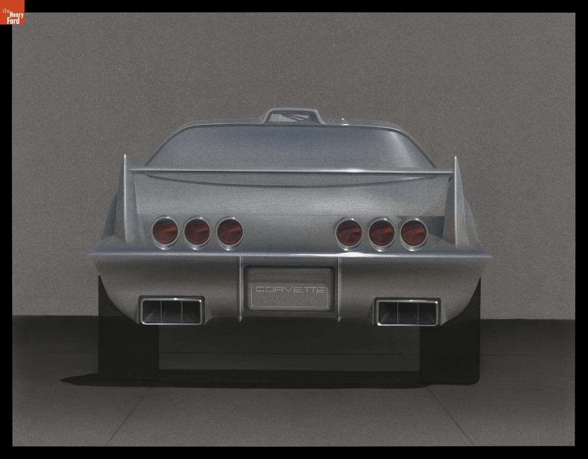 Rendering of William L. Mitchell's Modified Chevrolet Corvette by Clark Lincoln, 1977-1980