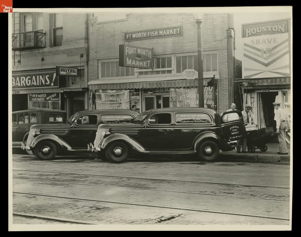 Ford V-8 Sedan Deliveries Used by Fort Worth Fish Market, June 1936