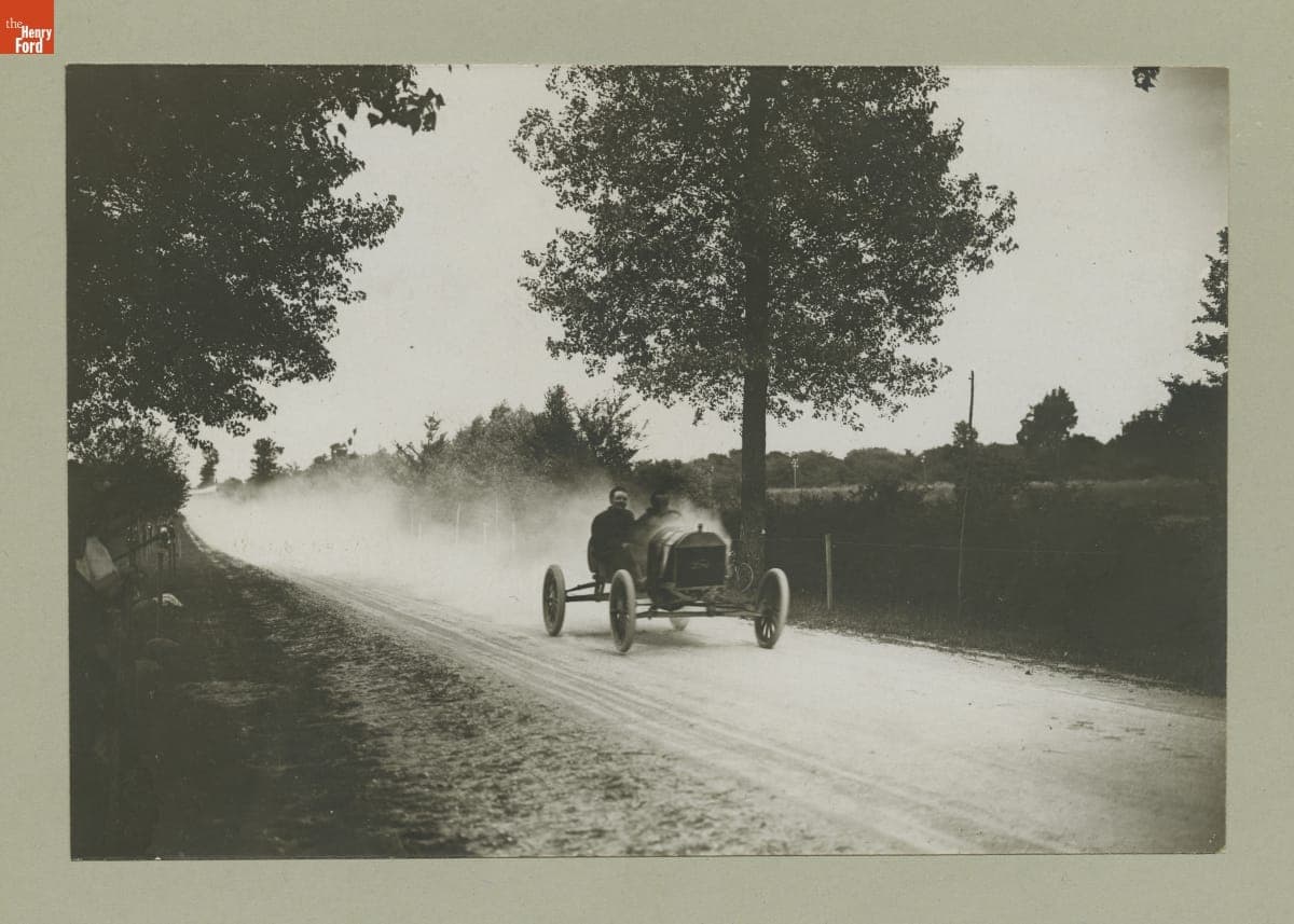 Henri Depasse Driving Ford Race Car in France, circa 1911