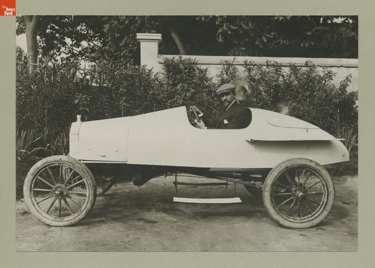 Henri Depasse in Ford Race Car with Lightweight Body for Races in France, circa 1911
