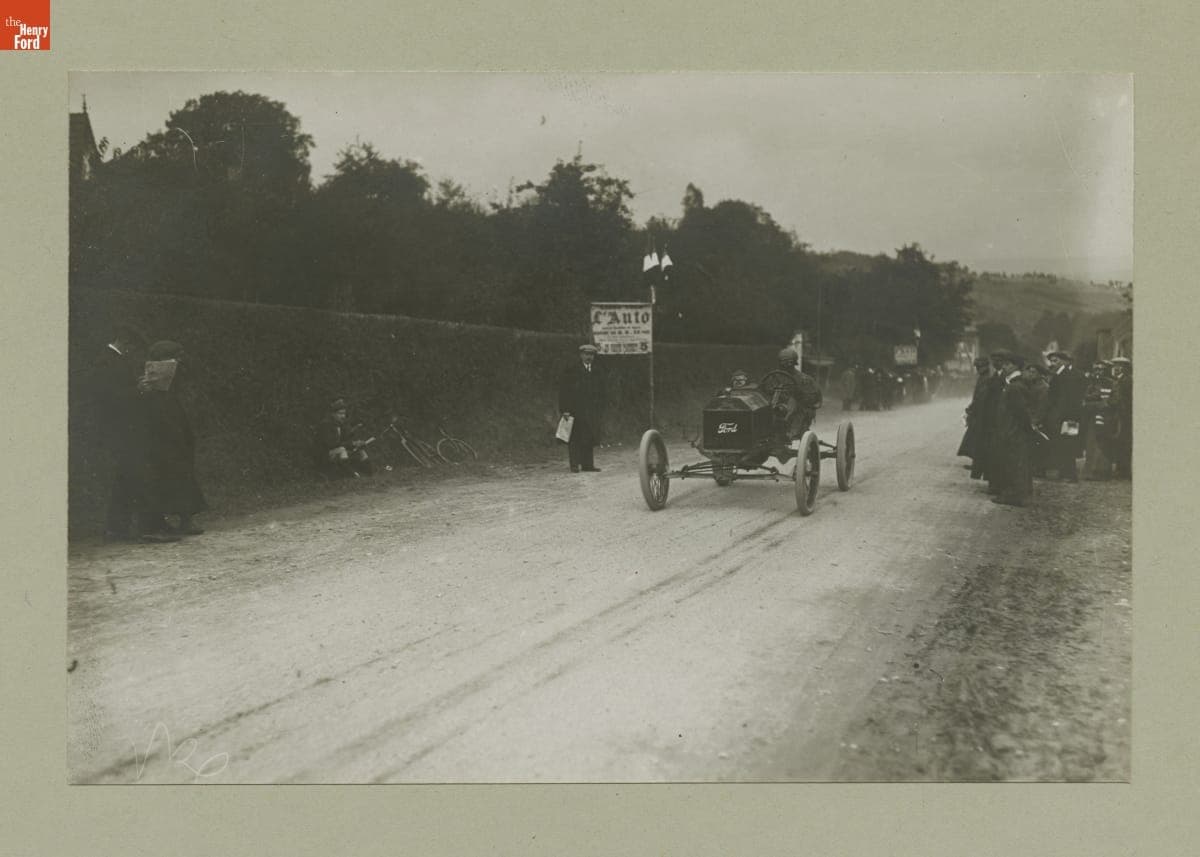 Ford Race Car Driven by Henri Depasse in Hill Climb Race at Sainte-Barbe-sur-Gaillon, France, 1911