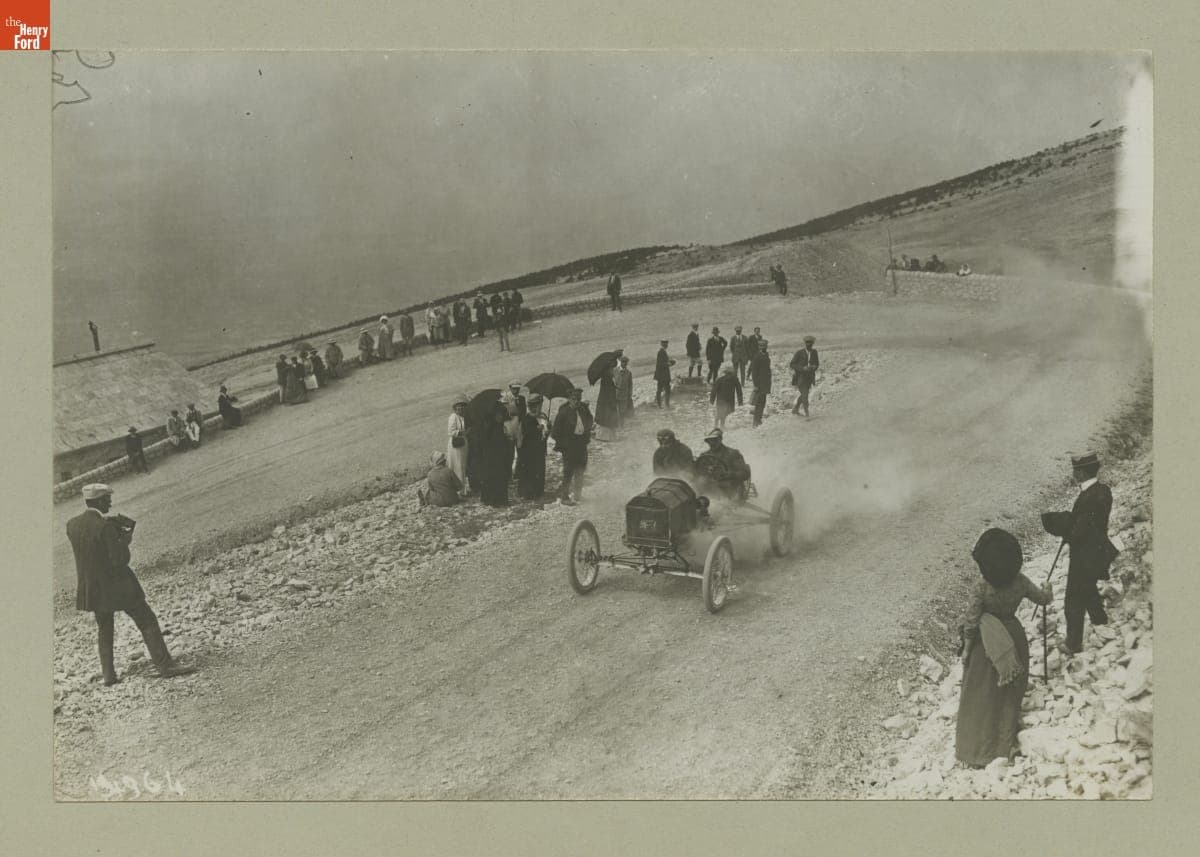 Ford Race Car Driven by Henri Depasse in Hill Climb Race at Mont Ventoux, France, 1911