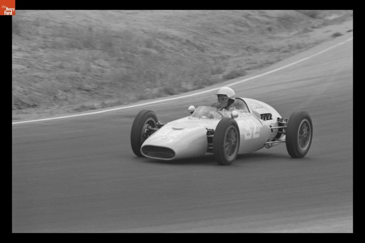 Kurt Neumann Driving Dolphin Race Car in Formula Junior Championship at Los Angeles Times Grand Prix, Riverside, California, October 1962