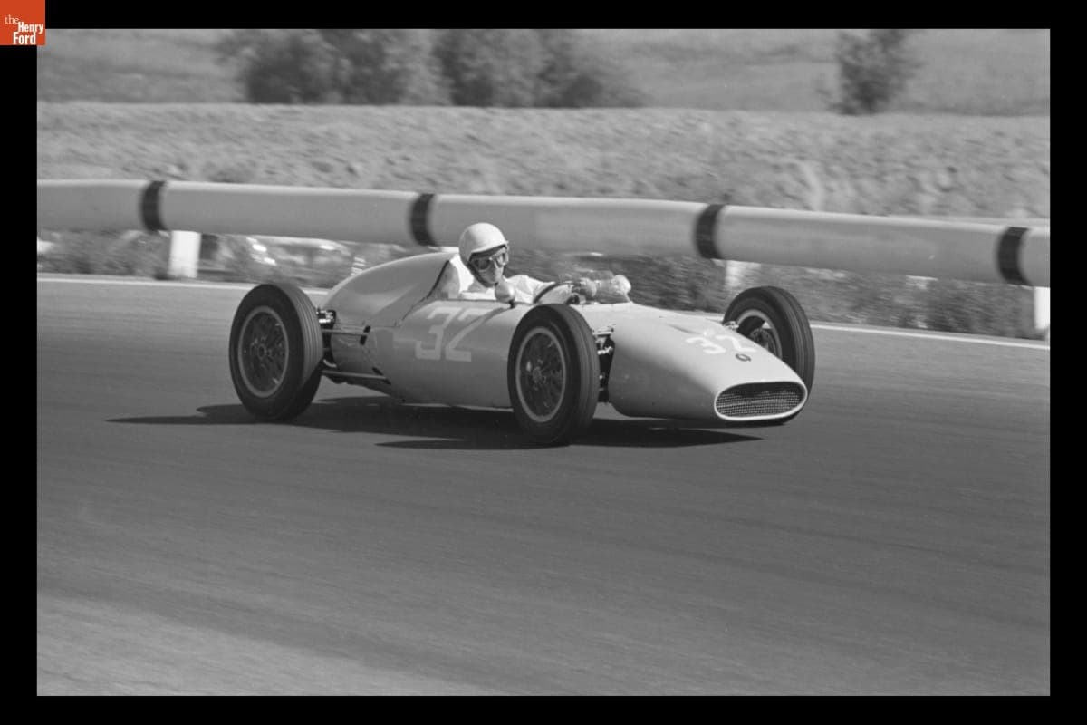 Kurt Neumann Driving Dolphin Race Car in Formula Junior Championship at Los Angeles Times Grand Prix, Riverside, California, October 1962
