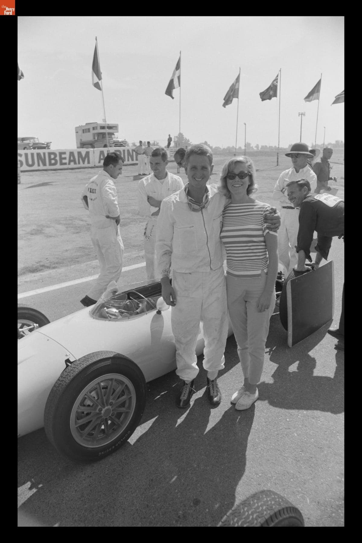 Kurt Neumann with Dolphin Race Car at the 5th Annual Los Angeles Times Grand Prix, Riverside, California, October 1962
