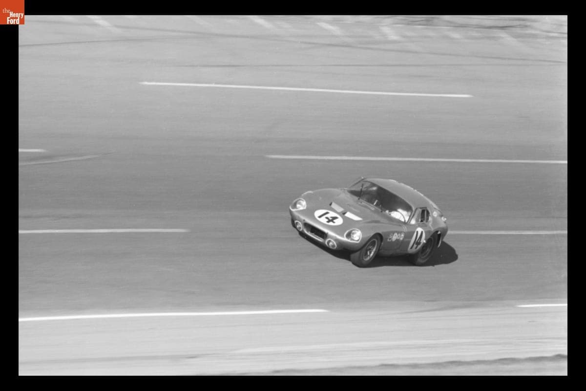 Shelby Cobra Daytona Coupe Driven by Bob Holbert and Dave MacDonald at Daytona International Speedway, February 1964