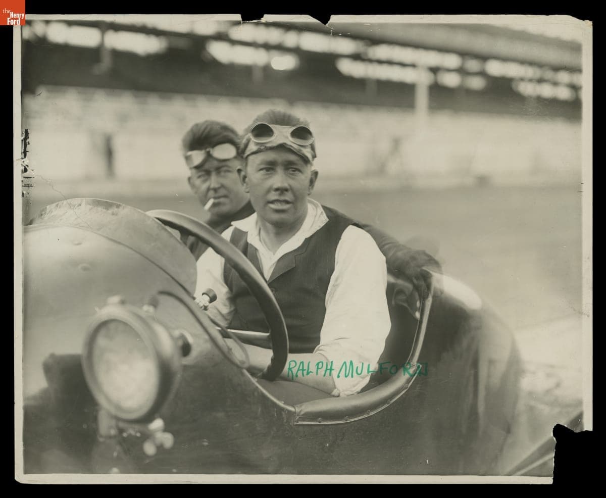 Race Car Driver Ralph Mulford in Hudson Super Six, circa 1916