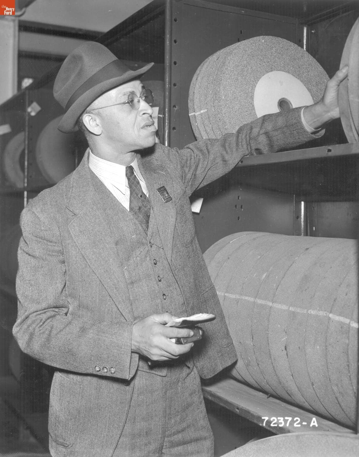 James Price Inspecting Emery Wheels at the Motor Building, Ford Rouge Plant, September 12, 1939