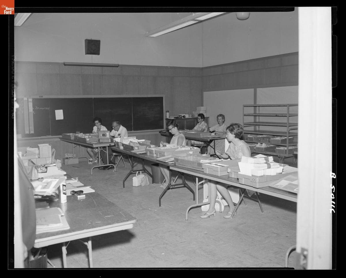 Temporary Post Office in Education Building (Lovett Hall) for the Dedication of the Henry Ford Postage Stamp, July 30, 1968