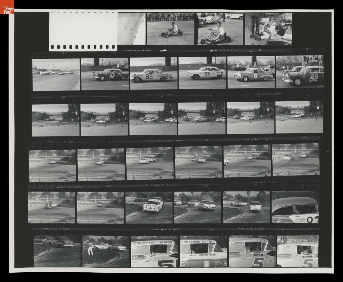 Contact Sheet, Pomona Stock Car Races, February 22-23, 1958