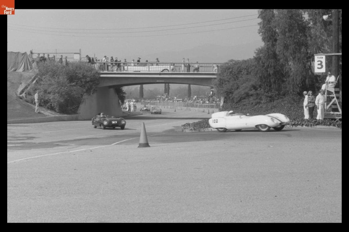 Lotus Eleven Race Cars Driven by Skip Conklin and Jack Nethercutt in the Pomona Sports Car Races, February 1958