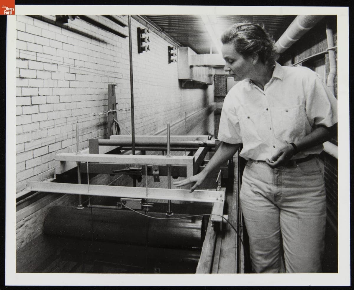 Mathematician Susan Cole Working on Ship Design Models at the Rensselaer Polytechnic Institute, Troy, New York, July 1990