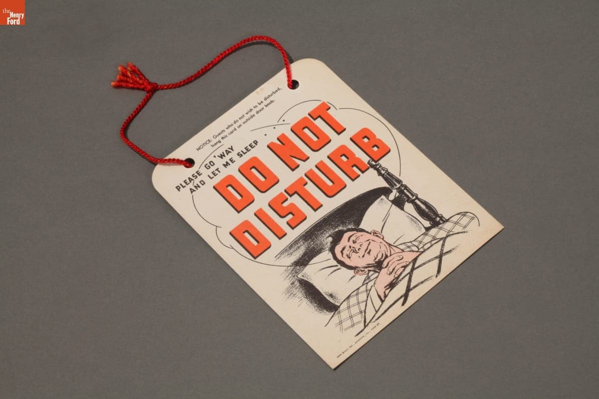 Hotel "Do Not Disturb" Sign, 1955-1965