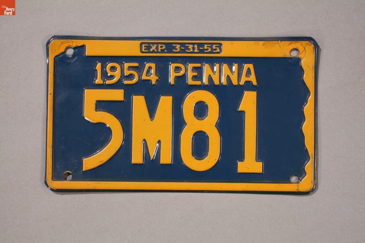 Pennsylvania License Plate, 1954