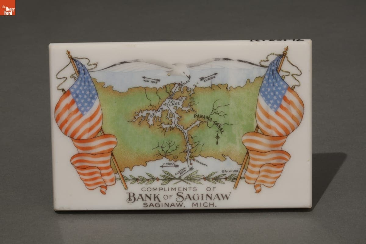 Panama-Pacific International Exposition Souvenir Paperweight From Bank of Saginaw, 1915