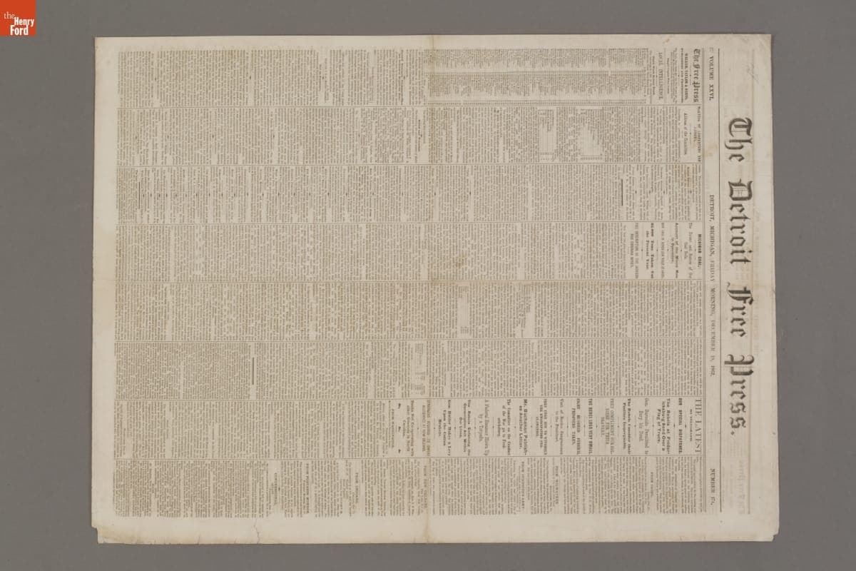 Detroit Free Press Newspaper for December 19, 1862