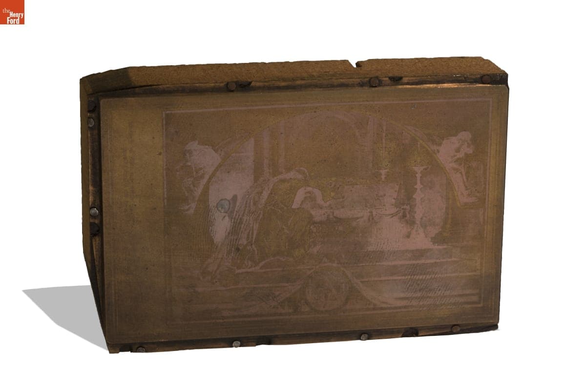 Printing Block of Columbia Mourning President Lincoln's Death, 1865