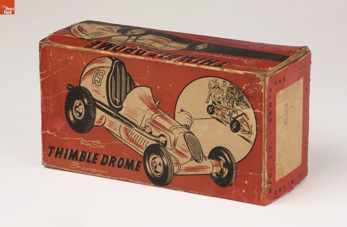 Product Package for a Cox "Thimble Drome" Gas-Powered Racing Tether Car, circa 1947