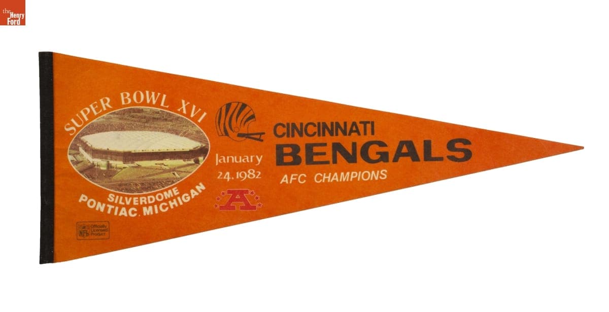 Super Bowl XVI Pennant, Cincinnati Bengals, AFC Champions, 1982