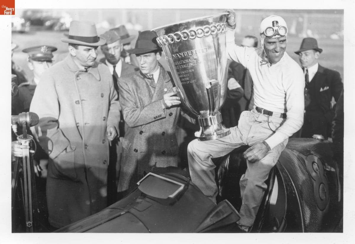 George Vanderbilt III Presenting a Trophy to Vanderbilt Cup Winner Tazio Nuvolari, 1936