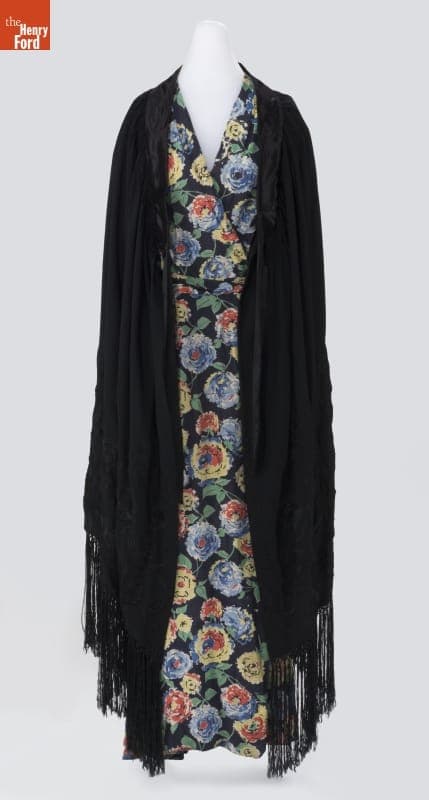 Piano Shawl Cape with Fringe, Worn by Janet Visner Kozlowski