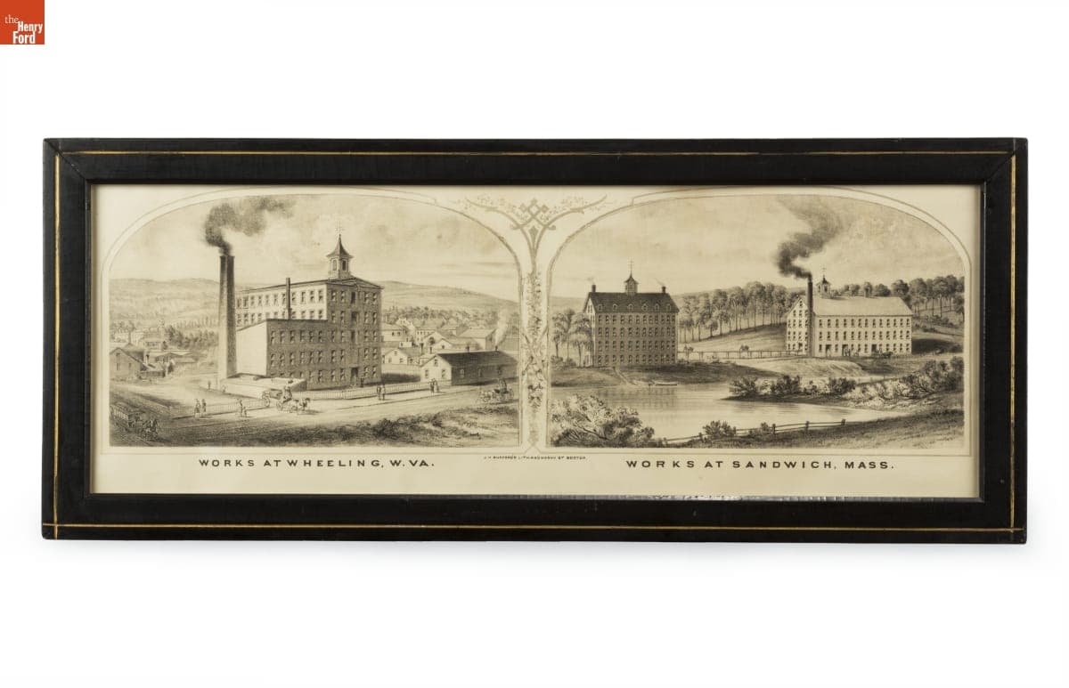 Glass Works at Wheeling, West Virginia and Sandwich, Massachusetts, circa 1870