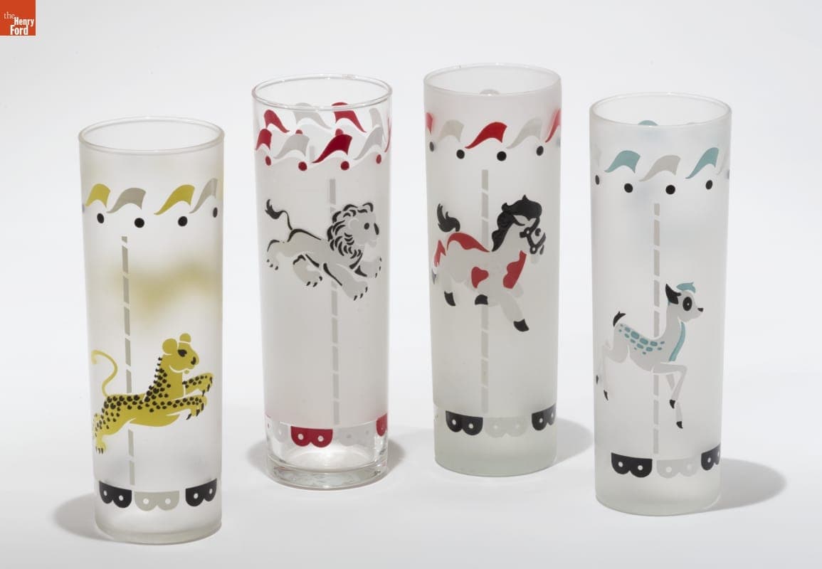 Merry-Go-Round Pattern Tumblers, circa 1960
