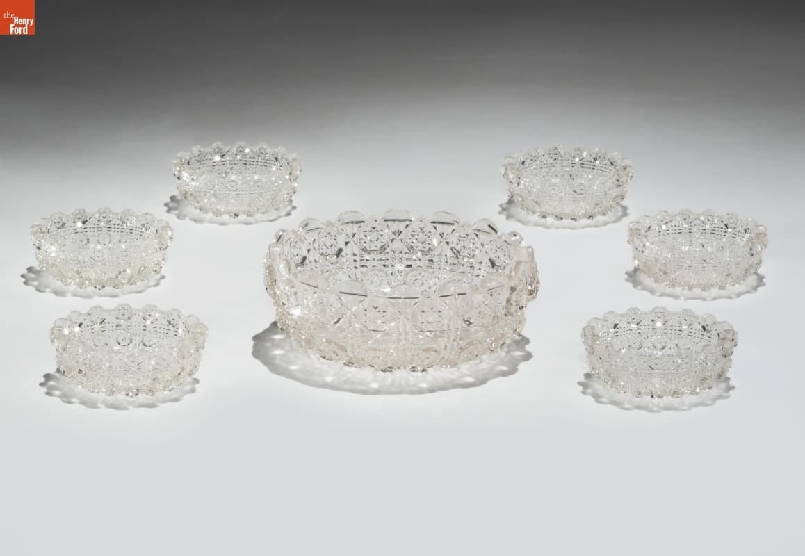 United States Glass Company "Lacy Daisy" Toy Berry Bowl Set, 1900-1930