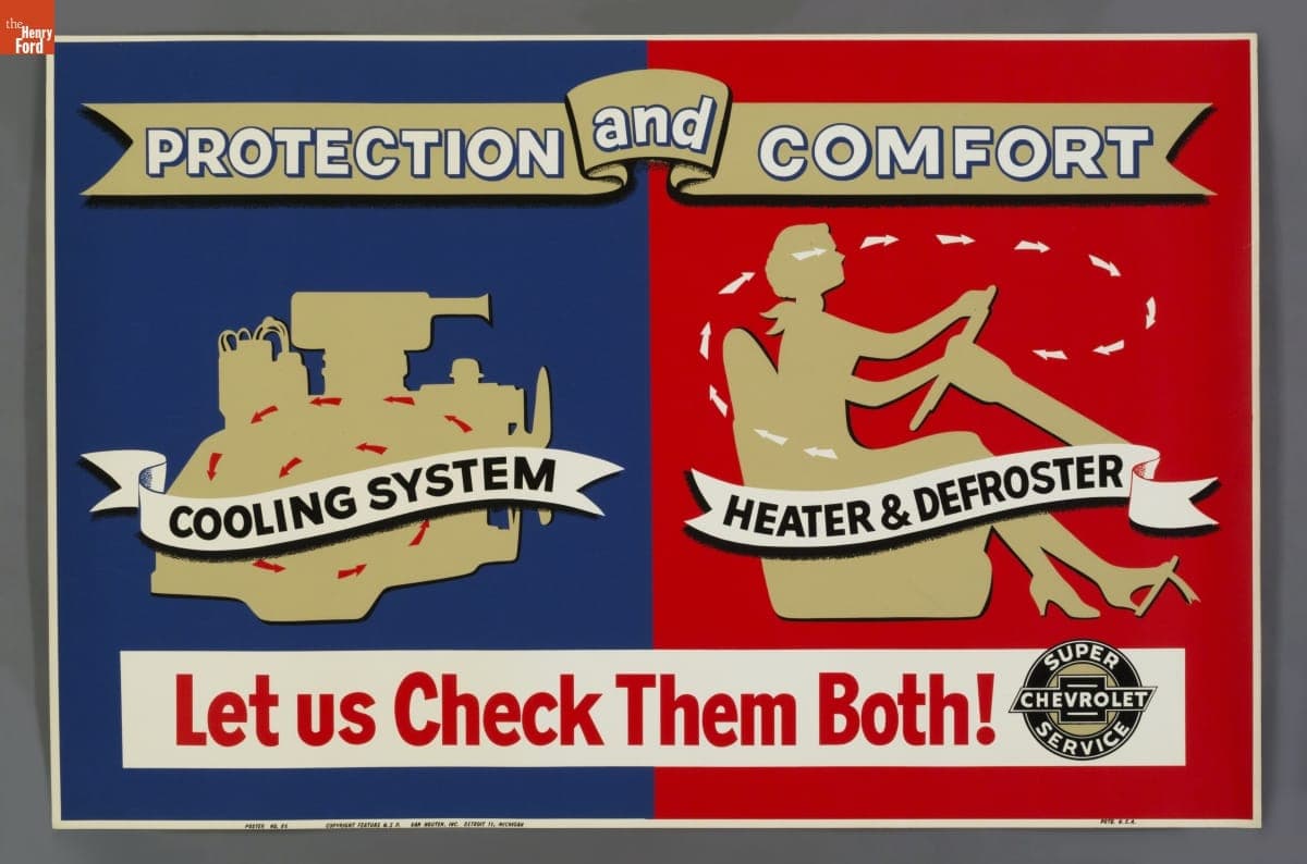 Super Chevrolet Service Poster, "Protection and Comfort, Let Us Check Them Both!" 1957-1959