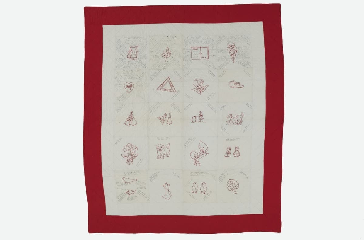 Family Record Quilt, Blocks Made by Lydia E. Miller Watts, 1890-1987