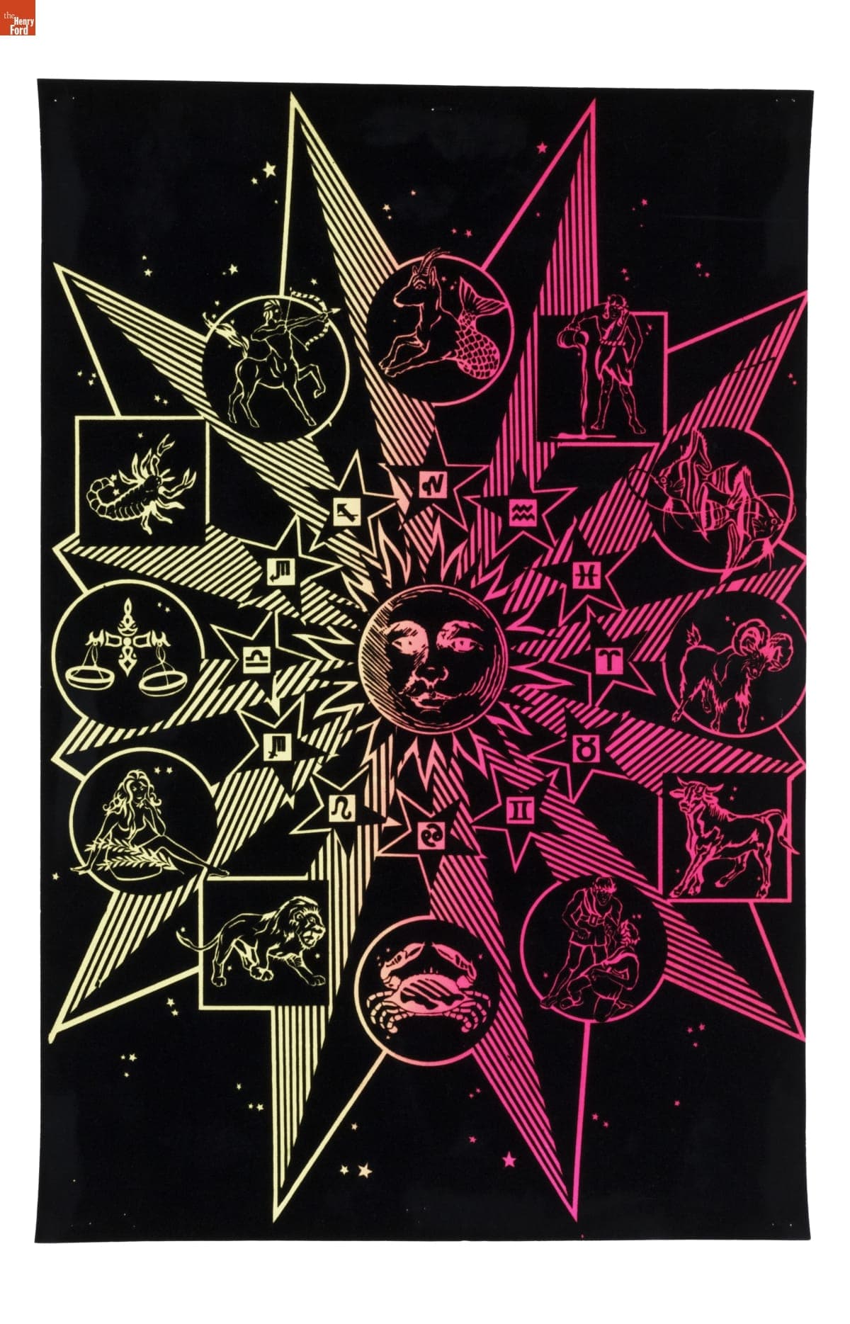 Black Light Poster Featuring a Zodiac Chart, 1971-1974