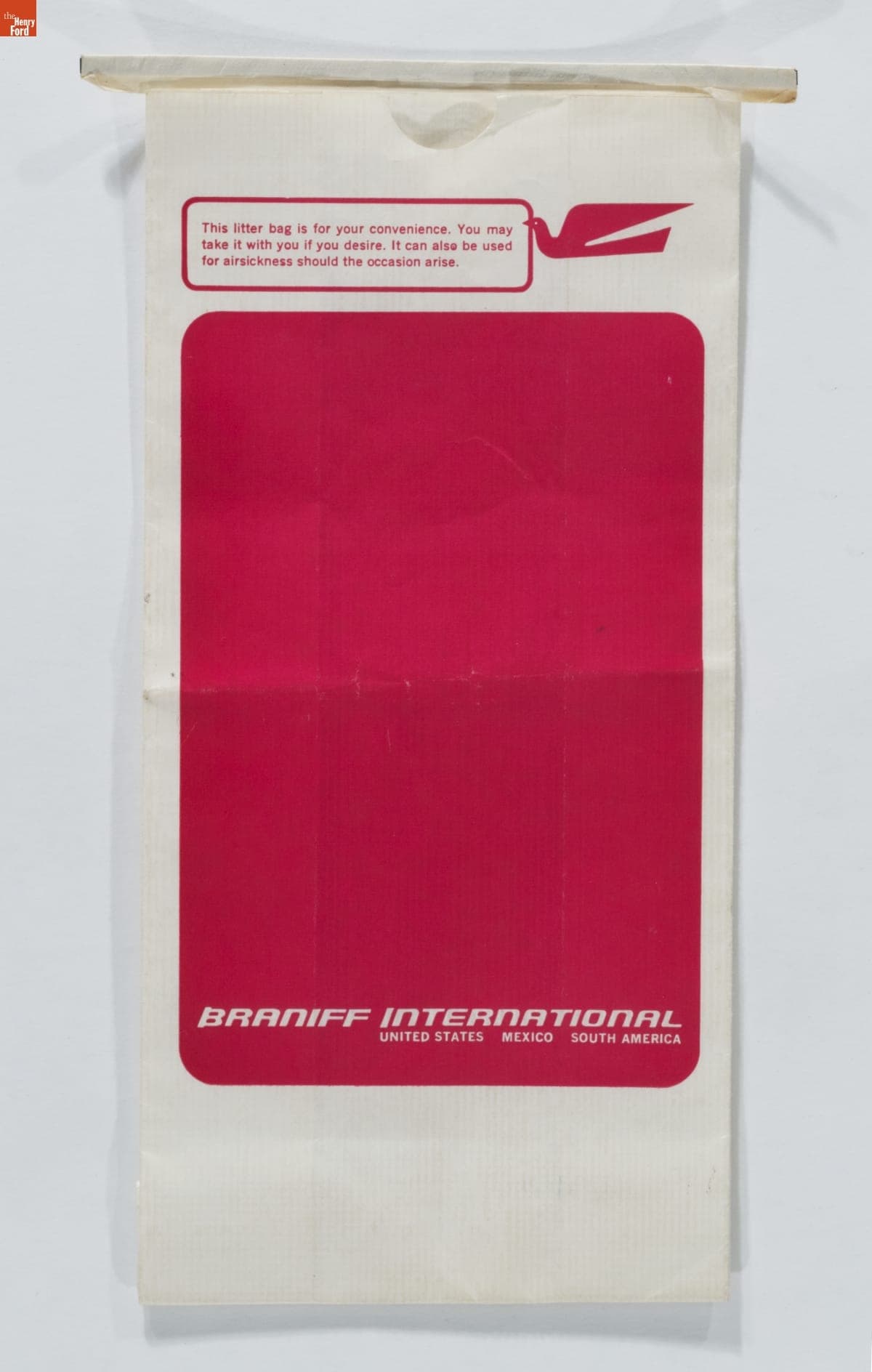 Braniff International Airways Litter Bag, 1965-1975