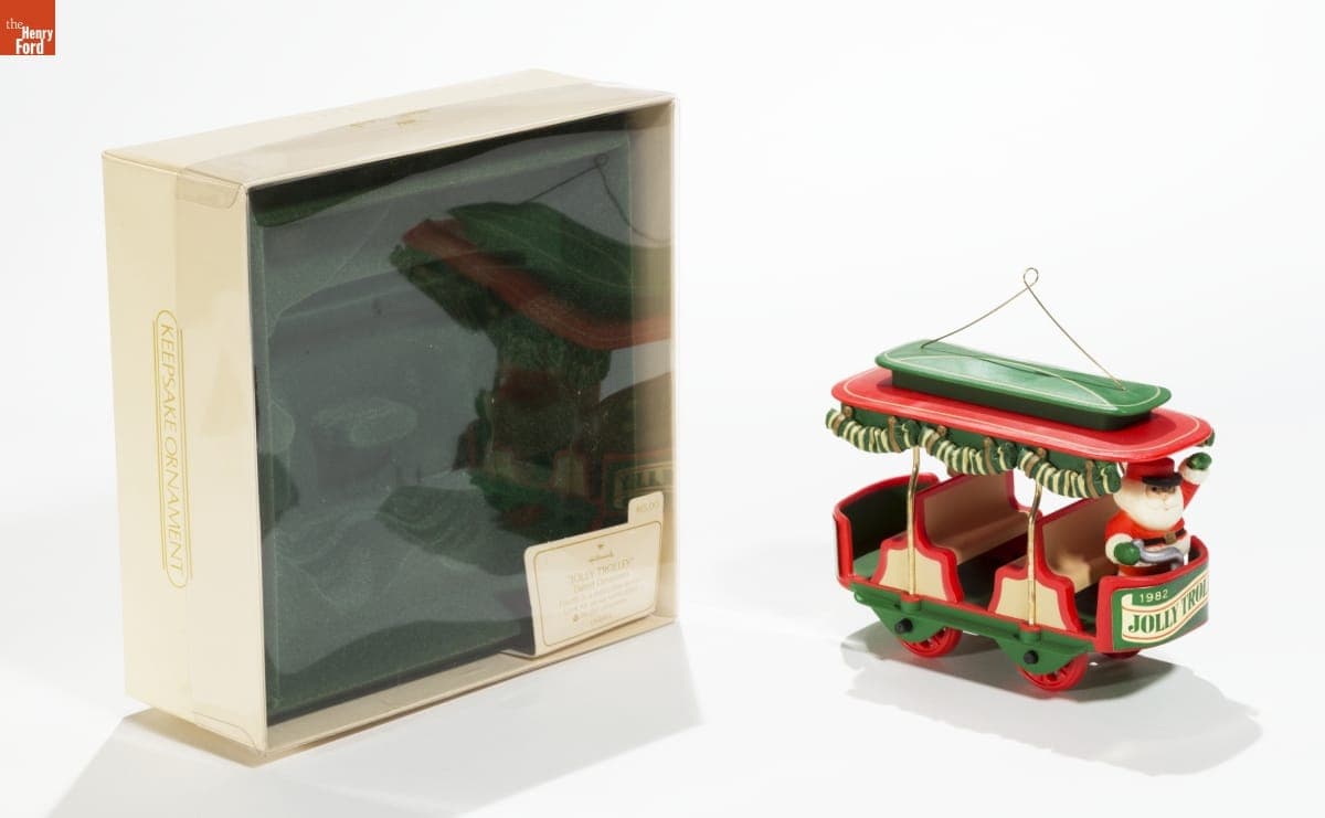 Hallmark "Here Comes Santa Series: Jolly Trolley" Christmas Ornament, 1982