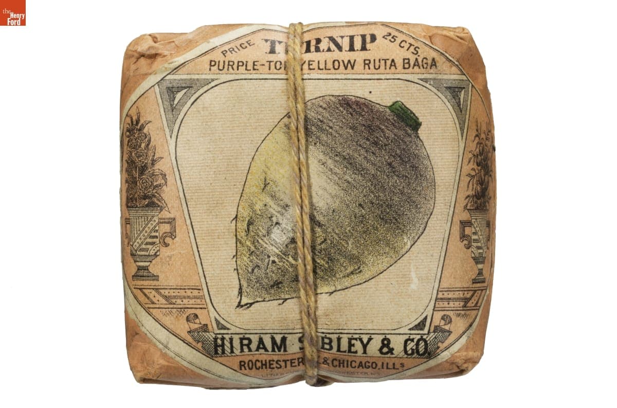 Hiram Sibley & Co. "Turnip Purple-Top Yellow Ruta Baga" Seed Packet, Used in the C.W. Barnes Store, 1882-1888