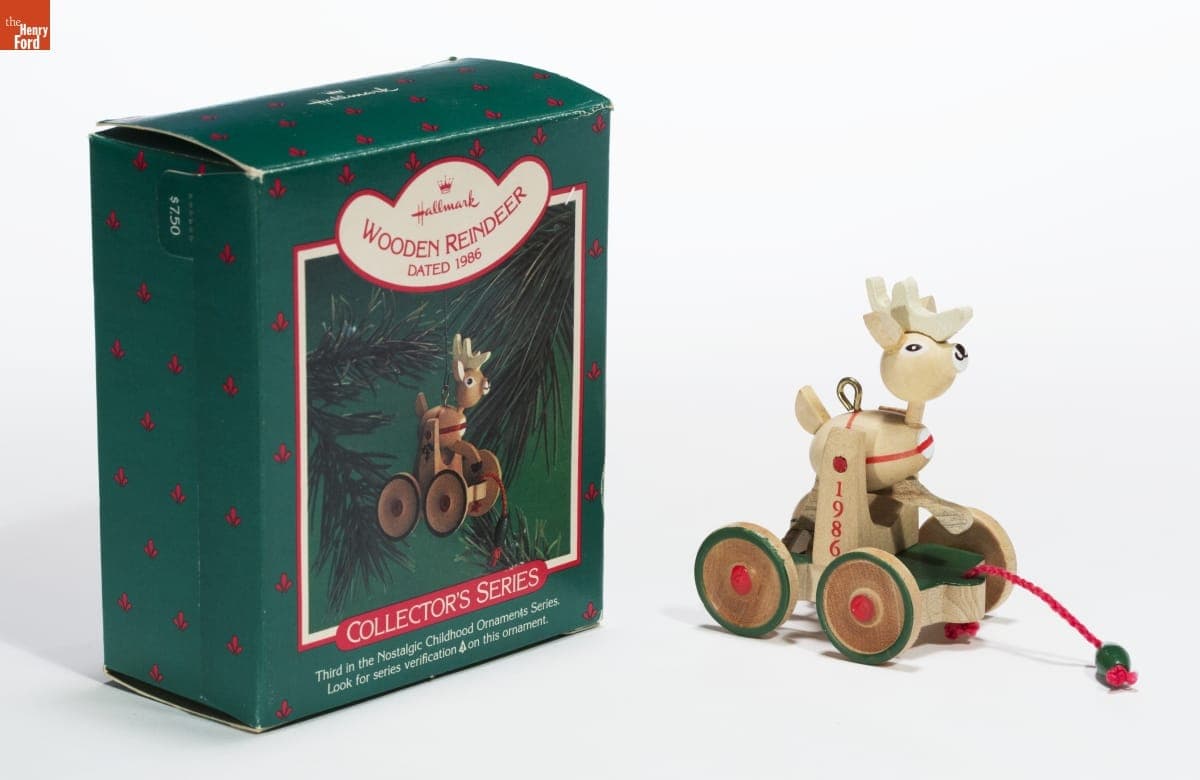 Hallmark "Nostalgic Childhood Series: Wooden Reindeer" Christmas Ornament, 1986
