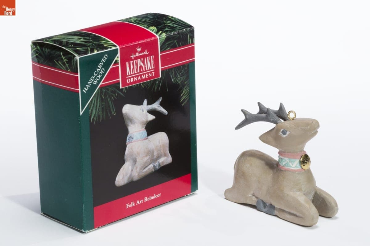 Hallmark "Folk Art Reindeer" Christmas Ornament, 1991