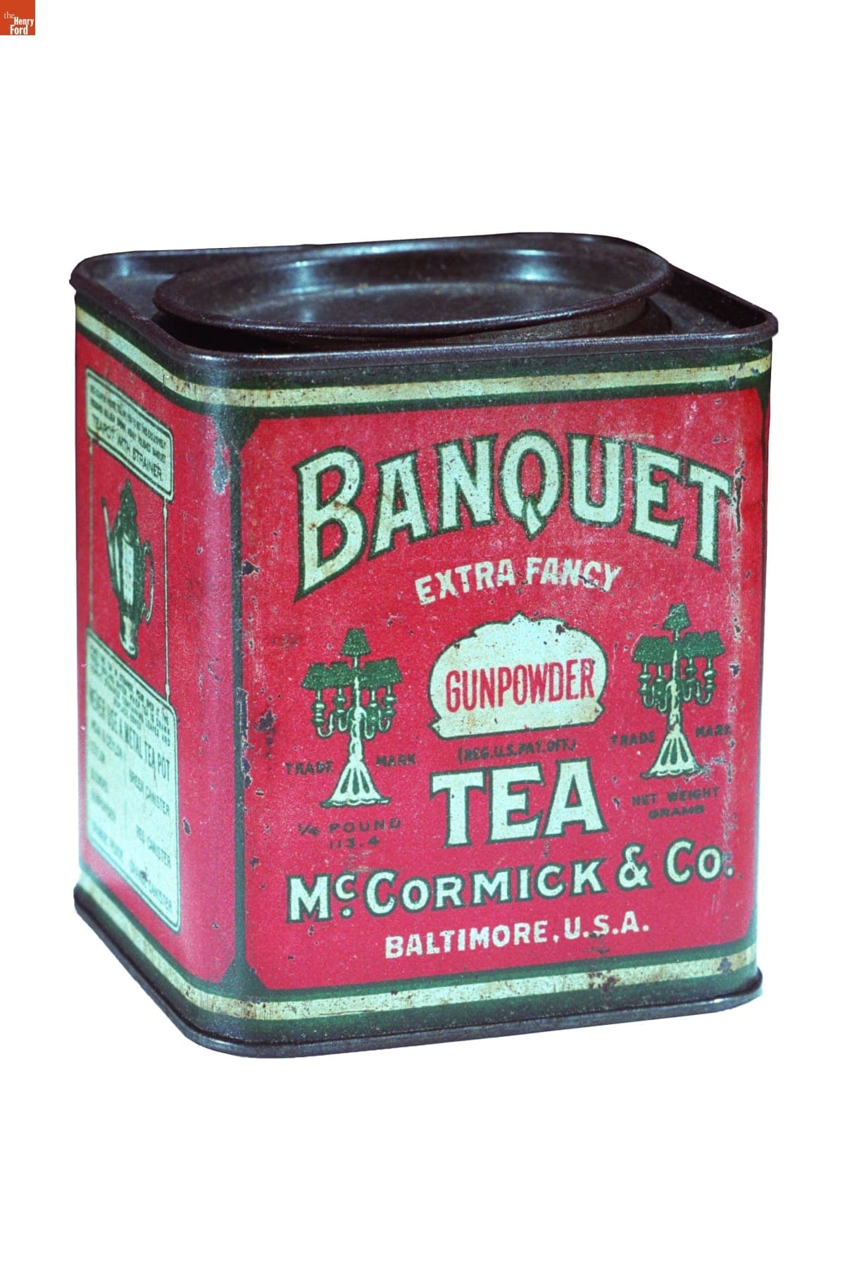 "Banquet Extra Fancy Gunpowder Tea" Canister, 1916-1930