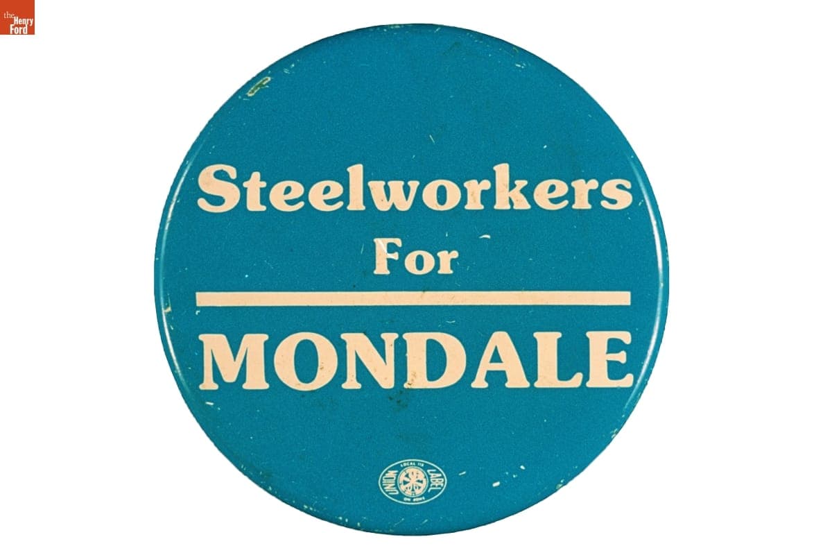 Steelworkers for Mondale Button, 1984