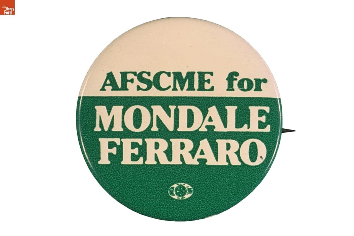AFSCME for Mondale Ferraro Button, 1984