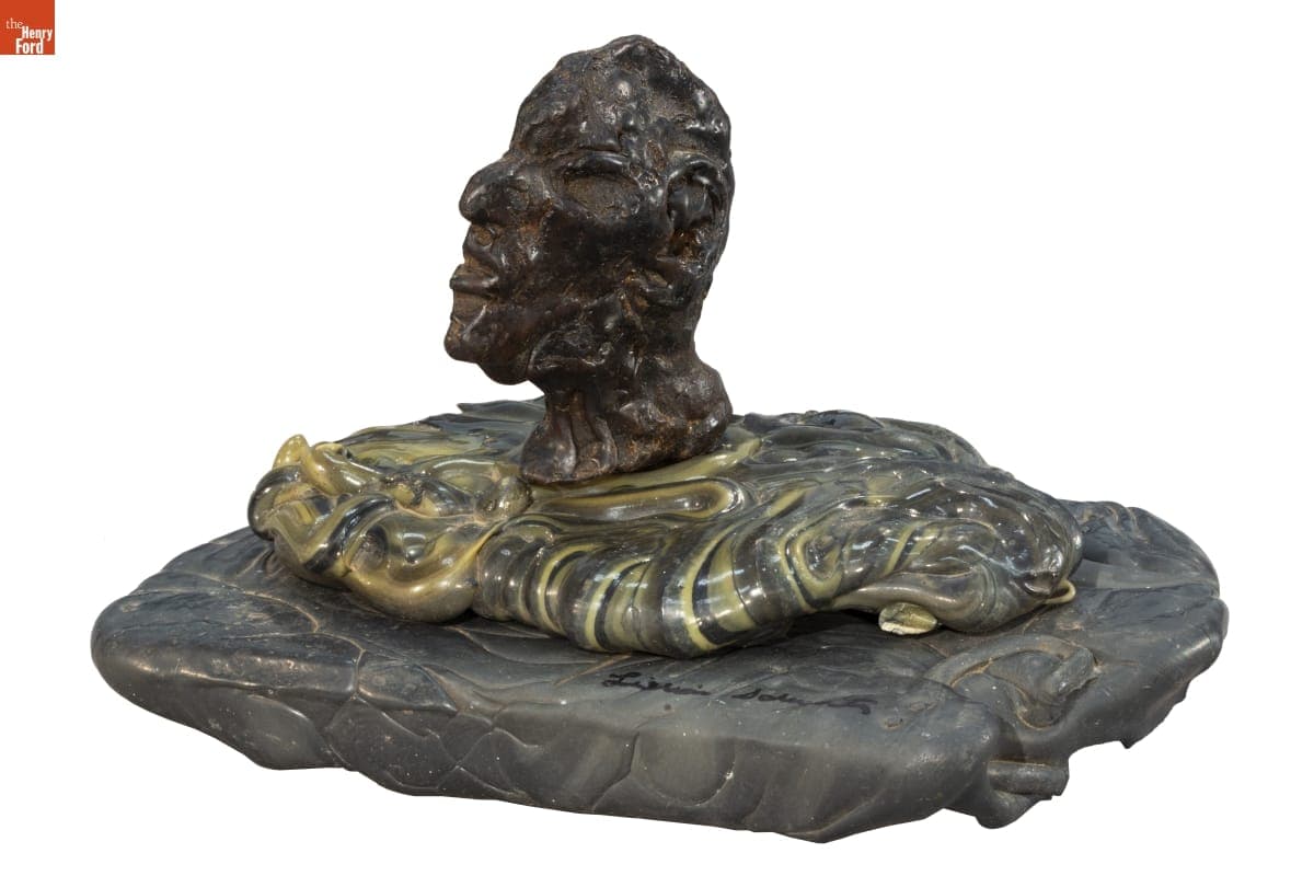 "Profile of a Man on Two Acrylic Bases" by Lillian F. Schwartz, 1957